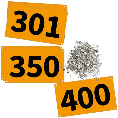 UISKOOPW Race Bib Numbers for Tryouts,Running Bibs for Races, Marathon Bibs,Tyvek Racing Bibs with Pins,Track & Field Competitor Audition Road ID Bibs Paper for Sports Events (Number 301-400)