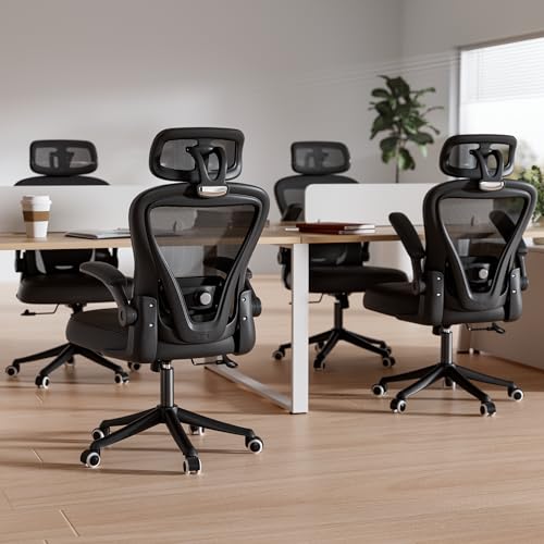 Ergonomic Office Chair M903, Computer Desk Chair with Wheels, High Back Mesh Office Chair with Adjustable Lumbar Support, Headrest, Flip-Up Armrests, Black - Image 4
