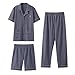 Cambkatl Men's Cotton Pajamas Set Soft Button Down Short Sleeve Sleepwear Comfy Shorts & Long Pants 3 Piece Lounge Pjs Sets