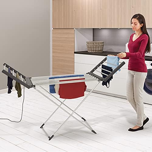 BLACK + DECKER BXAR0001GB Deluxe Electric Laundry Airer, 18 Bars and 2 Heated Wings, 11.5M Space, 10kg Drying Capacity, 74 x 50 x 94cm