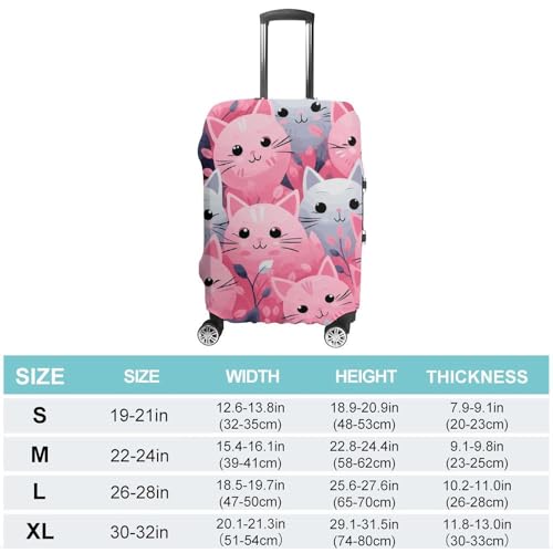 Pink Cat Printed Luggage Cover Protector, Fits 18-32 Inch Luggage2