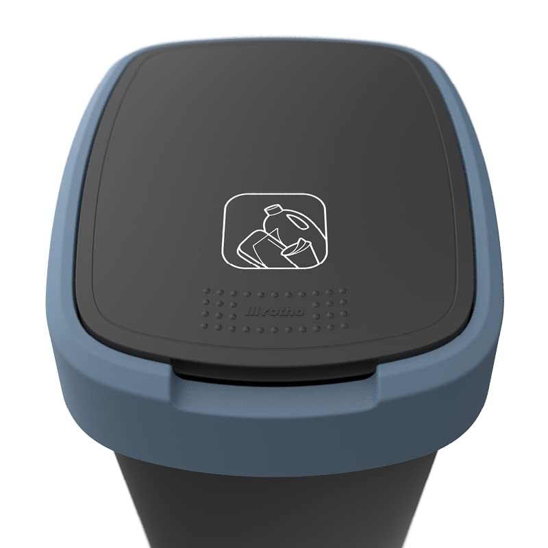 Rotho Twist 3er-Set Mülleimer 50l mit Deckel, Kunststoff (PP) BPA-frei, schwarz/blau, 3x 50l (40.1 x 29.8 x 60.2 cm) – Bild 3