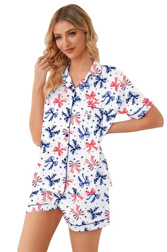 Image of Schbbbta Girls Womens Pajamas, Satin Silky Pjs Set Kids 2Pcs Button-Down Nightwear Sleepwear Gift for Mommy and me