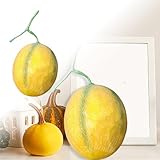 Feizikaw Adorno de Figura Accesorio de Espuma para melón Hami 20 cm Un Juego Educativo Frutas Realista como un melón Hami Real (Yellow, 20cm)