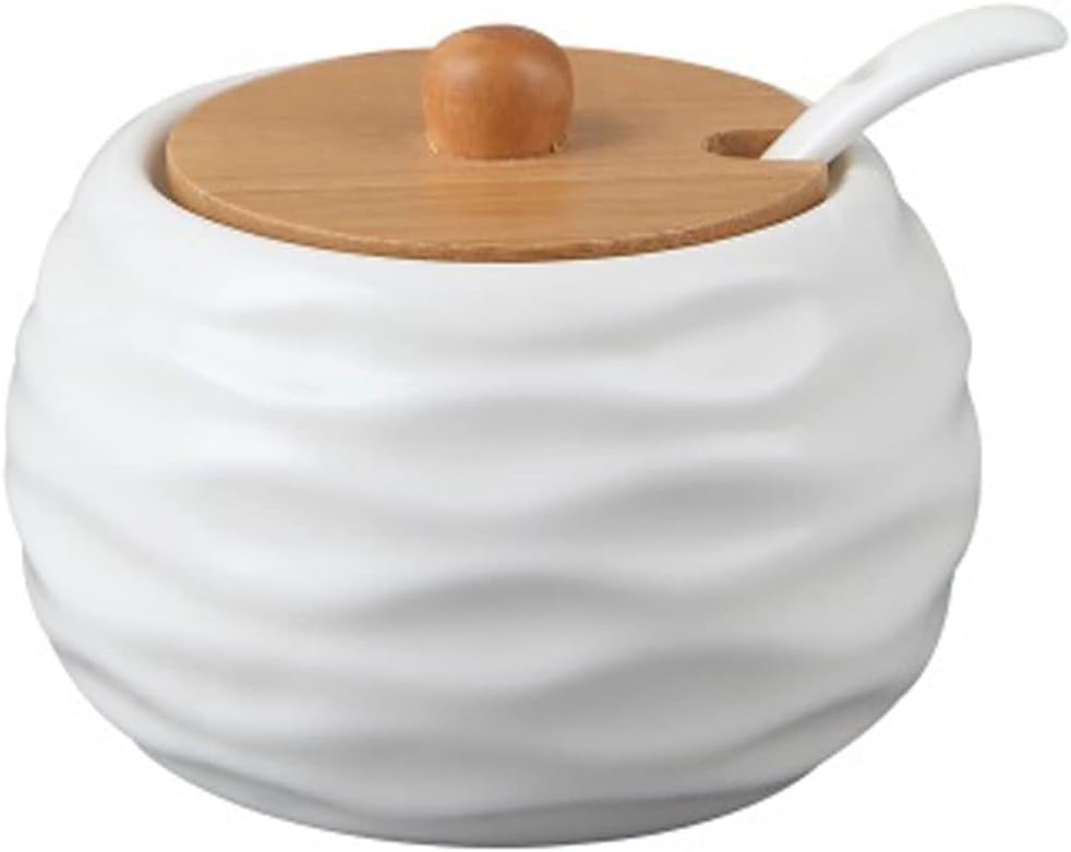 Spice boxs Ceramic Oil Bottle White Porcelain Salt Pepper Shaker Sugar Sauce Bowl Vinegar Spice Jar Kitchen Seasoning Pot Cooking Tools(B)