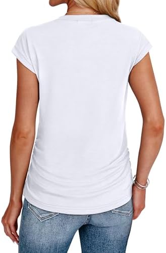 Summer Tops for Women 2026 Short Sleeve Shirts Trendy Spring Tops Work Business Casual Outfits Vacation Beach Clothes Maternity Fashion Clothing White L - 5
