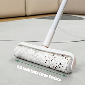 Large Lint Roller with Cover for Floors - 9.5 inch Giant Lint Remover Roller with 2 Refills - Extra Long Handle Sticky Roller for Couch Carpet Bedding (Long Handle & 3 Sticky Rolls) Large Lint Roller with Cover for Floors – 9.5 inch Giant Lint Remover Roller with 2 Refills – Extra Long Handle Sticky Roller for Couch Carpet Bedding (Long Handle & 3 Sticky Rolls)