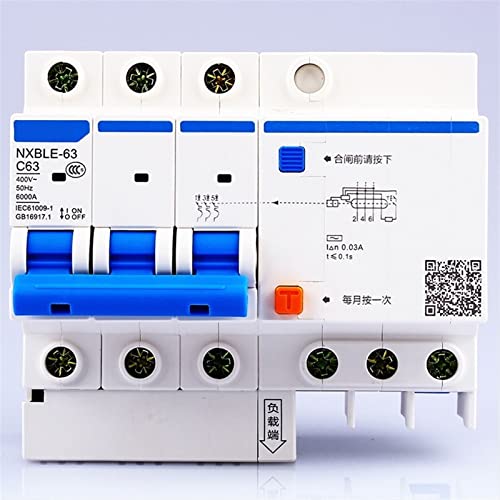 Dispositif de courant résiduel C40 3P NXBLE-63 avec protection contre fuites et courts-circuits