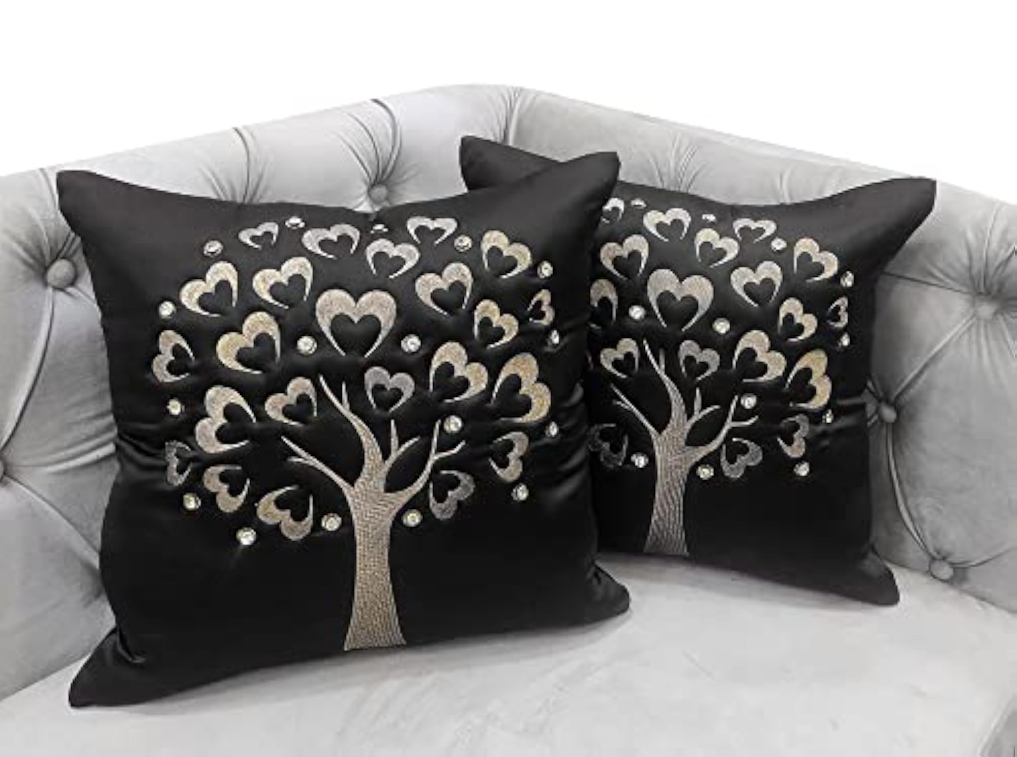 Black Gold Embroidered Velvet Cushion Case
