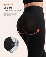 GAYHAY High Waisted Leggings for Women - Soft Opaque Slim Tummy Control Printed Pants for Running Cycling Yoga Black — image 4