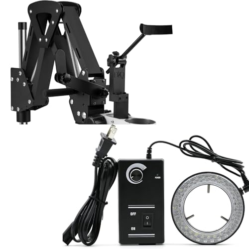 Image of DZQ Jewelry Microscope Stand and 60-LED Adjustable Ring Light Illuminator Lamp for Multi-Directional Microscope