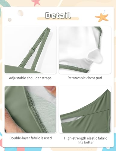 oklady Girls Swimsuit 3 Pcs Bathing Suits Cute Cutout Bikini Sets with Tropical Floral Cover Up Skirt 7-16 Years3