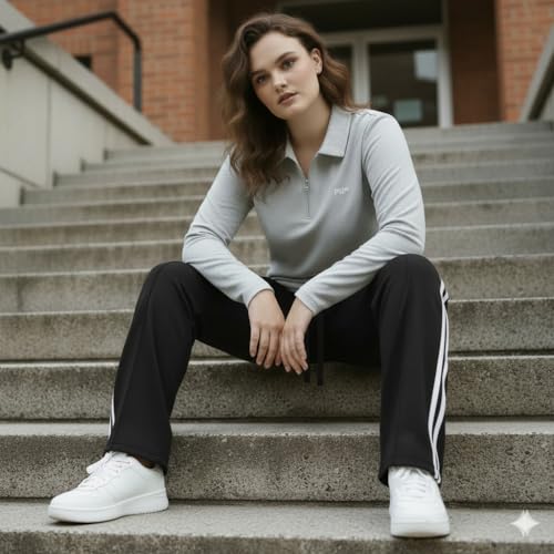 Image of Women's Top & Jogger Set | Stylish Co-Ord Set for Women |Top & High Waist Jogger Pants Set for Ladies | Stretchable Cotton Gym Wear, Activewear & Loungewear Tracksuit|women top jogger set
