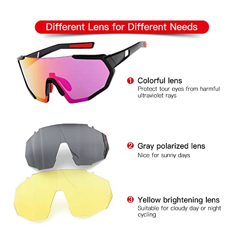 Homesen Óculos de ciclismo com 2 lentes intercambiáveis UV400 Óculos de Sol MTB Road Bike Óculos par