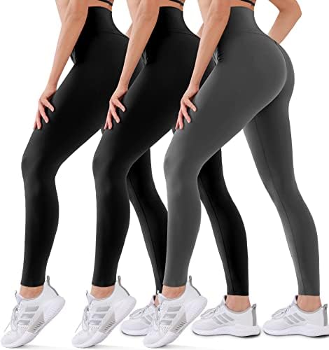 Hmuuo 3 Pack Leggings for Women Butt Lift High Waisted Tummy Control No See-Through Yoga Pants Workout Running Leggings