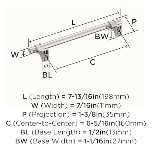 Image of Amerock BP36607PN | Davenport 6-5 /16 inch (160mm) Center-to-Center Polished Nickel Cabinet Pull | Kitchen Cabinet Hardware | Furniture Hardware | Drawer Handle