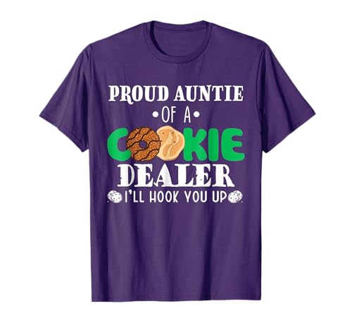Cookie Dealer Family Matching Birthday Apparel Proud Auntie Of A Cookie Dealer Troop Leader Black Women's Small Modern Letter Print Crew Neck Short Sleeve T-Shirt