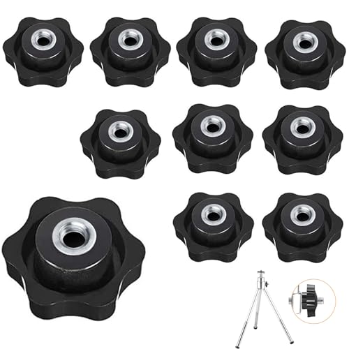 Écrou à Poignée étoile, Bouton de Serrage à Filetage Interne 10 Pièces, Boutons Star M10, écrou Moleté 50 Millimètres, Bouton de Serrage à tête étoile en Plastique, pour Mécanique, Industriel, Noir