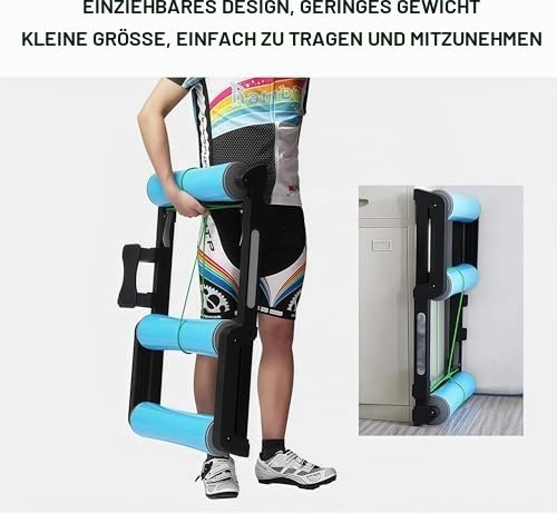 Faltbarer Fahrradtrainer – Bike Roller Exercise Fitness Maschine für MTB und Rennrad, Widerstandstrainingsstation für Heimtraining