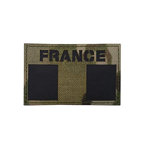 Ohrong Parche táctico reflectante IR de Francia, para combate, paintball, insignia de camuflaje moral, emblema con gancho y lazo para gorras militares, chaleco, chaleco