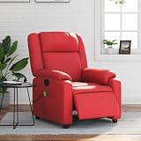 Owoxanthellate OWOX Poltrona massaggiante rosso 77 × 95 × 99 cm, vibrazione a 6 punti, regolabile fino a 135°, in similpelle, poltrona TV, chaise longue