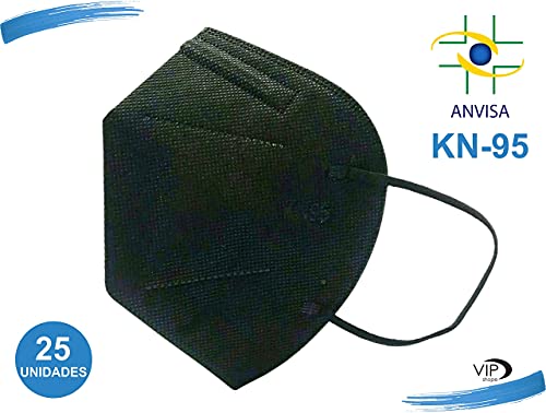 Kit com 25 Mascaras KN95 Embaladas Individualmente Cor Preta - Miralupa
