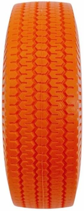 Orange 10" Heavy Duty Solid Rubber Flat Free Tubeless Hand Truck Utility Tire