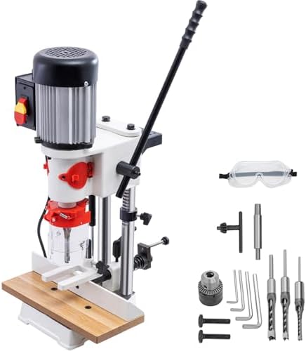 Benchtop Mortiser, 3400RPM 3/4HP Woodworking Mortising Machine with 1/4", 3/8", 1/2" Chisels Wooden Workbench, Benchtop Drill Press for Making Round Holes Square Holes Or Special Square Holes