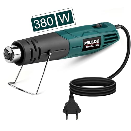 Mini Heißluftpistole - PRULDE Handheld Heißluftföhn 500W Schnelles Aufheizen Heissluftgebläse mit 2 Temperatureinstellungen für Acrylharz Handwerk, Basteln, Epoxidharz, Schrumpffolie
