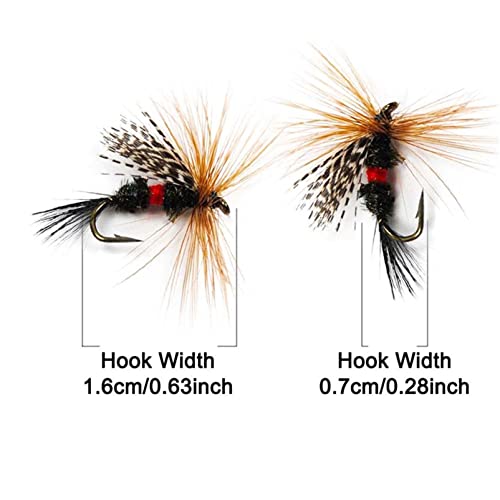 Qievcrme 24/127-Pieces Fly Fishing Files Kit #8-#16 Handmade Dry Wet Nymphs Streamers Fly Fishing Lures For Trout Salmon With Fly Box (24Pcs/Box(Single Style)) #TOP6