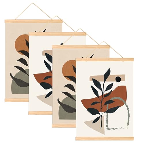 Pilikoll 4 Pezzi A3 Cornici Magnetici per Poster Magnetico Poster Telaio 31cm Cornice a Guida Magnetica in Legno per Poster Ganci per Cornice per Poster in Legno per Stampe Artistiche su Tela