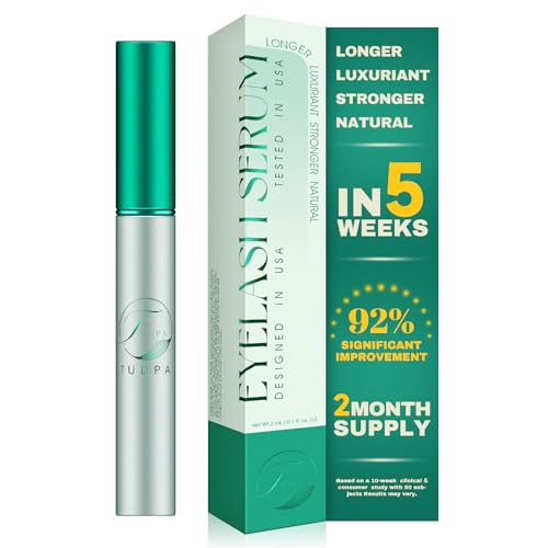 TUDPA Eyelash Growth Serum: Enhances length, density & strength, conditions lashes. Vegan, cruelty-free, gentle for sensitive eyes. 3mL (2-month supply)