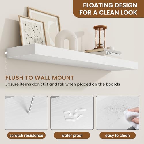 fuqing Floating Shelves for Wall, Wall Mounted Wood Floating Shelf with Invisible Brackets for Living Room, Bathroom, Bedroom, Kitchen Storage and Decor, 36 Inch Set of 2, White by fuqing - Image 5