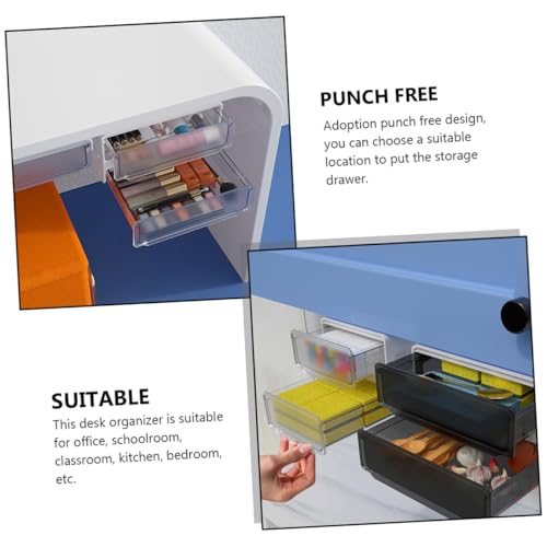 Boîte de rangement sous bureau blanc compacte en ABS pour stylos - 8