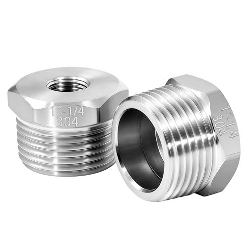 Reductor Hexagonal de Acero inoxidable, 1 Macho a 1/4 Hembra Reductor Conector para Conversión de Conexión de Tubería (2 PCS)
