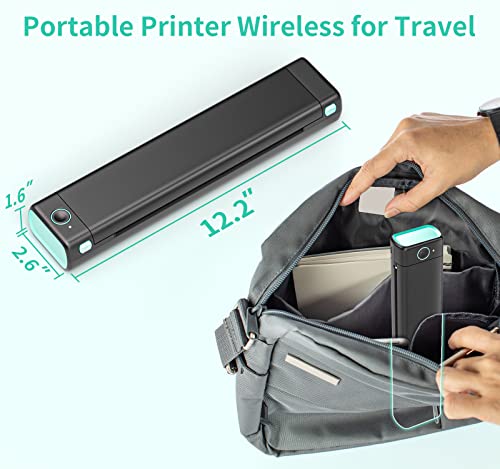 Phoprt M08F Portable Printer,Thermal Portable Printers Wireless For Travel,Compact Bluetooth Mobile Printer Support 8.5" X 11" Us Letter, Upgrade Inkless Small Printers Compatible With Phone,Laptop #TOP6