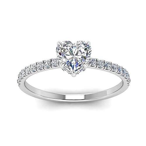 Image of Choose Your Gemstone Hidden Halo Petite Diamond CZ Ring Sterling Silver Heart Shape Halo Engagement Rings Everyday Jewelry Wedding Jewelry Handmade Gifts for Wife US Size 4 to 12