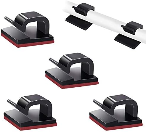 SOULWIT 50 Pcs Self Adhesive Cable Management Clips, Cable Organizers Sticky Wire Clips Cord Holder for TV PC Laptop Ethernet Cable Desktop Home Office (Black)