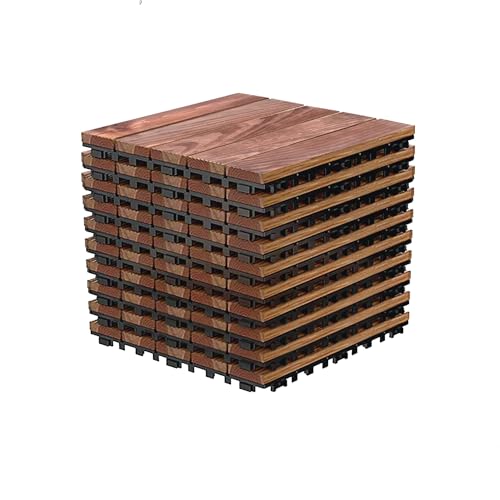 My Garden 10 PCs Interlocking Floor Tiles Indoor Outdoor Wooden Decking Tiles Ideal For Patio,...