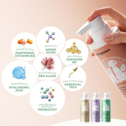 Aurapaws Probiotic Dog Shampoo and Conditioner, Papaya + Coconut, 17oz Each — view 5