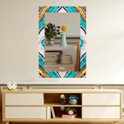 Image of KERLIX Rectangular CNC Polished Finish Wall Mirror 12x18 Inch | Frameless Modern Decorative Mirror for Bathroom, Bedroom, Living Room & Entryway