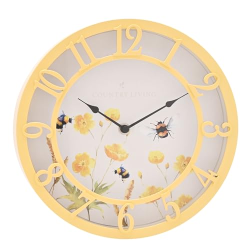 Image of Widdop and Co Country Living Outdoor Clock 25cms - Yellow Floral