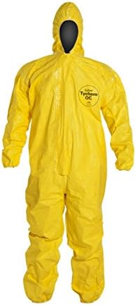 Tychem QC Chemical Protection Coveralls With Hood By Dupont, Sizes Medium To 4XL