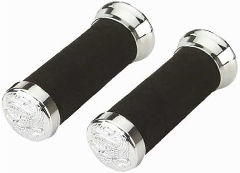 Grips Foam Black/Chrome 127 Eagle. Bike Grips, Bicycle Grips, lowrider Grips, Beach Cruiser Grips, Mountain Bike Grips