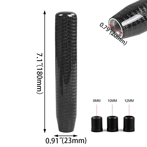 muge racing Universal Carbon Fiber Long Shift Knob 180mm Automatic/Manual Gear Shift Knob for Most Vehicles with 3 Adapters