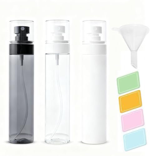 Refillable Travel Spray Bottles, Set of 3, 120ml Leak-Proof Cosmetic Fine Mist Sprayers for Hair and Face, Portable Containers