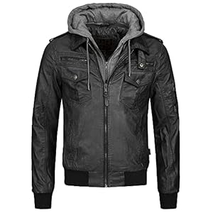 Indicode Heren Aaron Jacket | Imitatieleren jas met afneembare capuchon