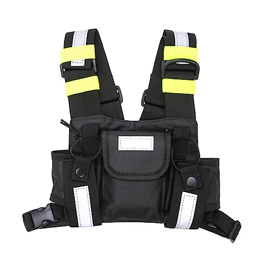 Two Way Radio Carry Case Reflective Shoulder Vest Rig Chest Harness Holder Bag Front Pack POUC Best Rig Chest Harness Holder