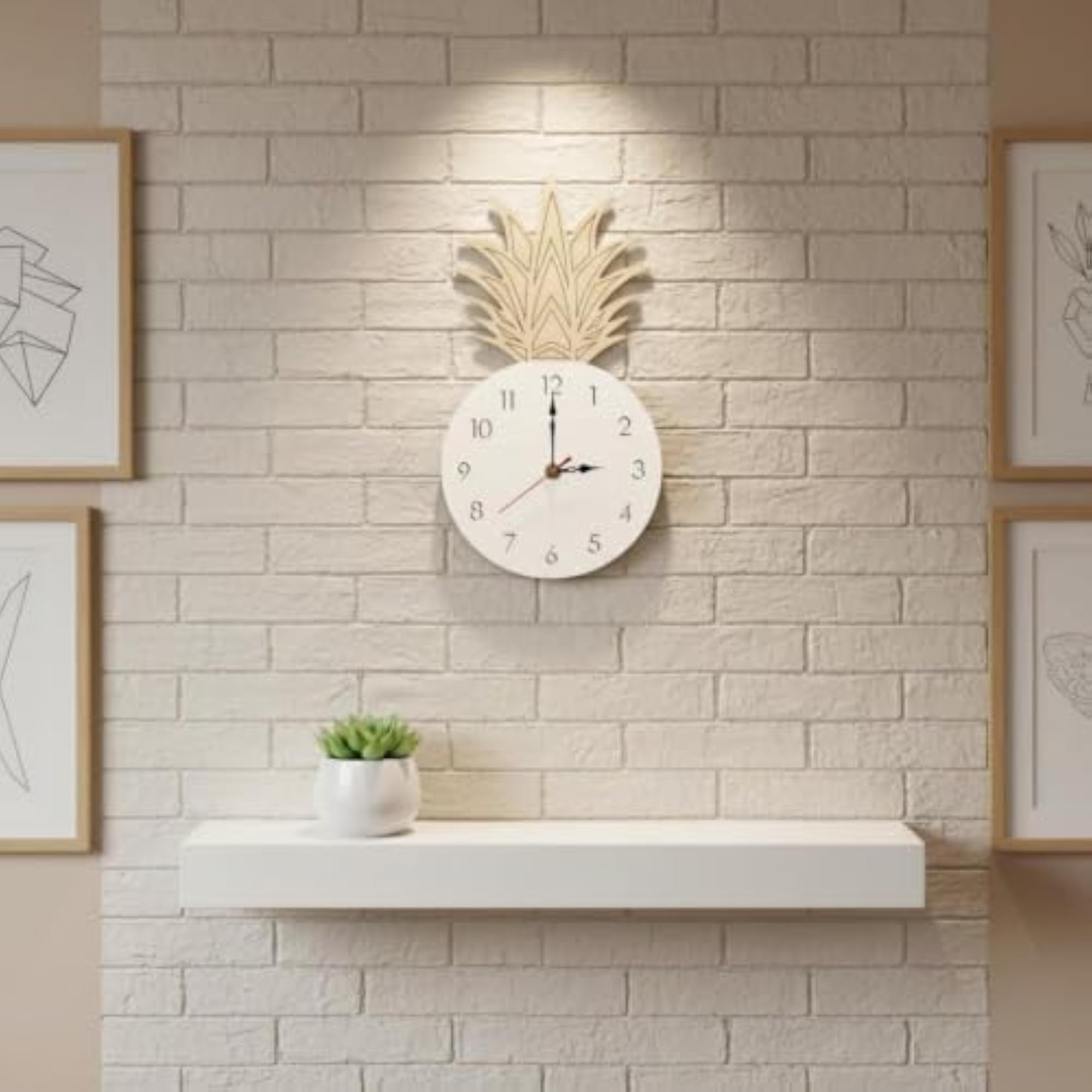 Pineapple Wall Clock, Non-Ticking Silent Decorative Clock