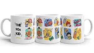 Oye Happy - Ceramic 90s Kid Coffee Mug - Multicolor, 330 ml